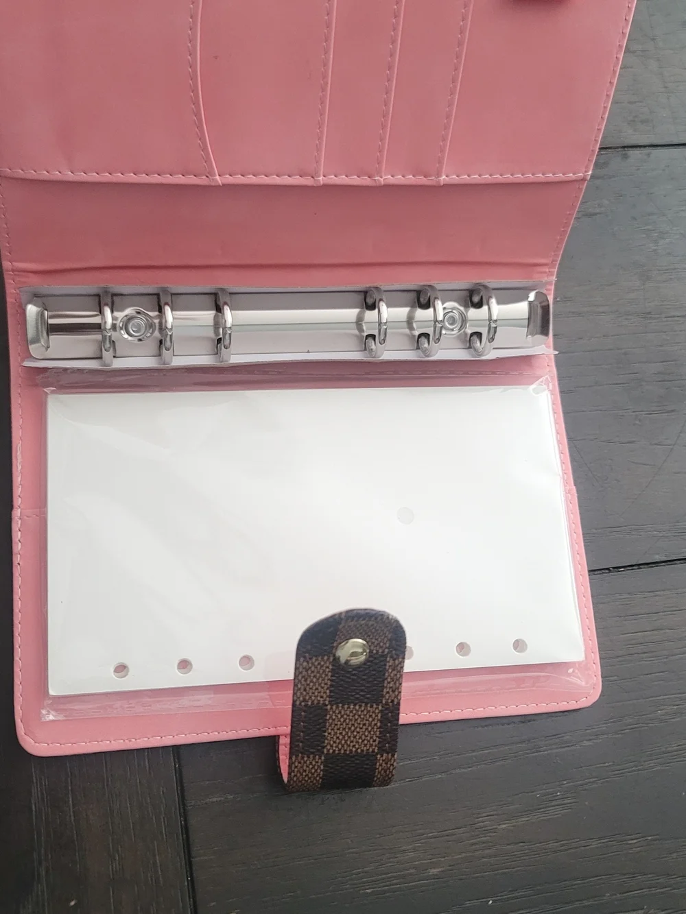 Checkerboard Brown Snap Closure Organizer